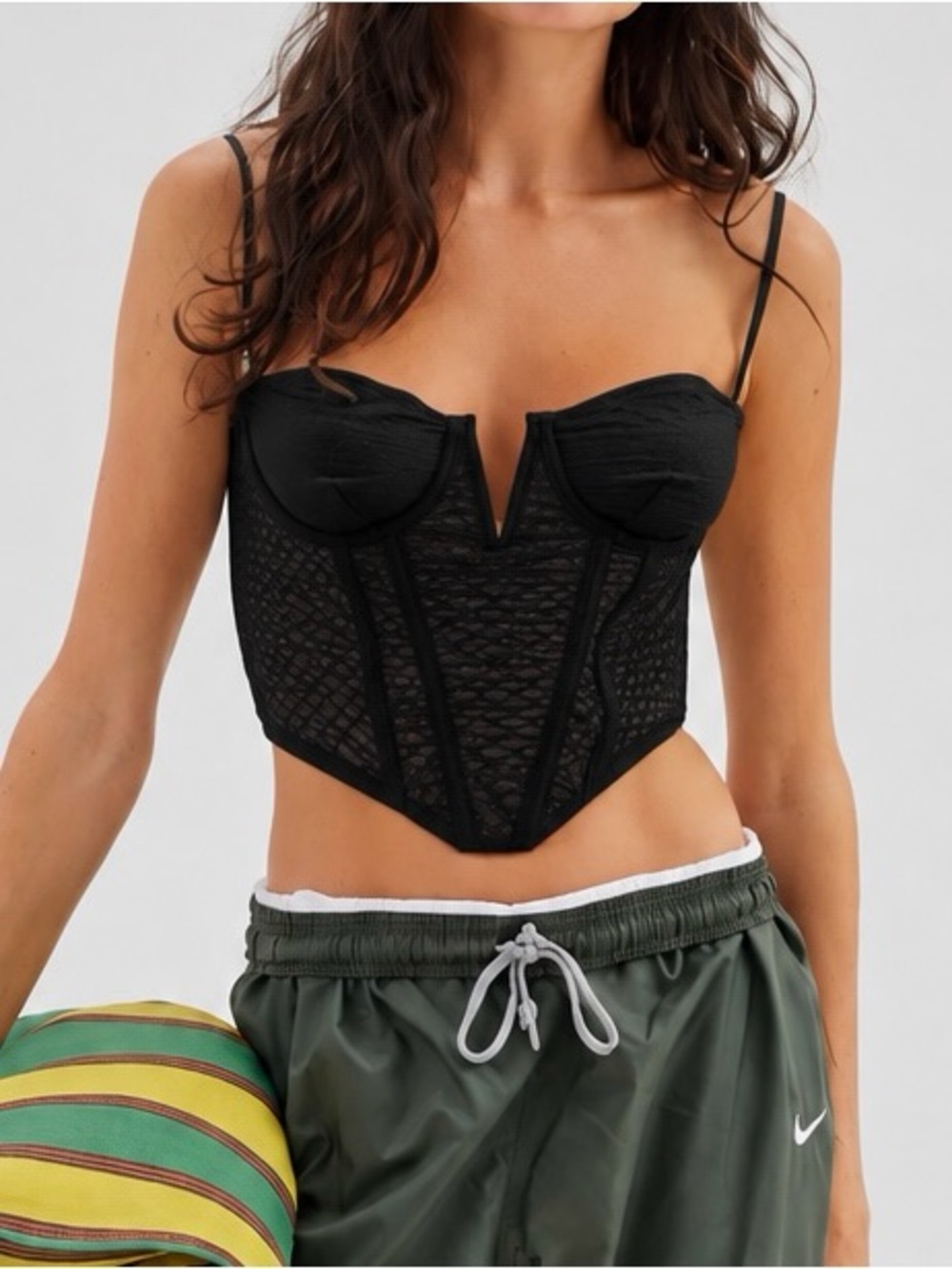 Urban Outfitters Black Lace Corset Bustier